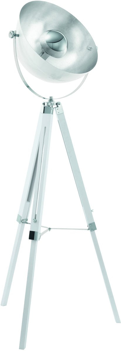 Lampadaire Eglo covaleda - e27 - 164 cm - trépied - blanc argent