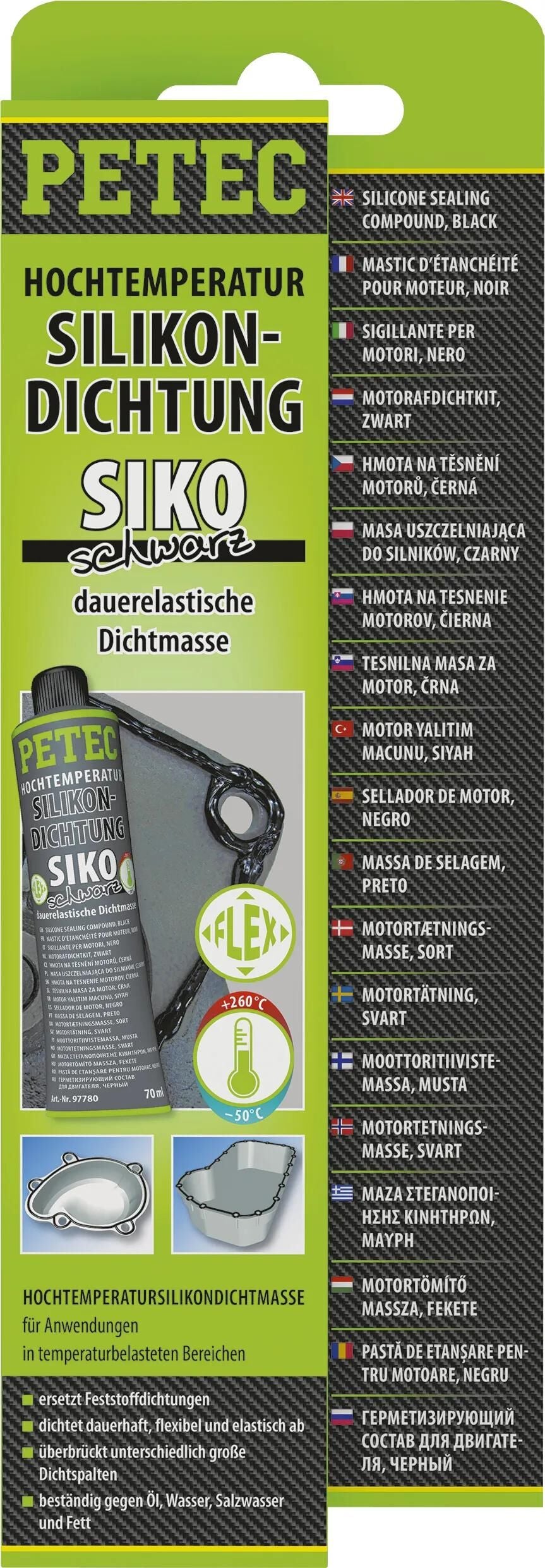 Petec Silicone Seals a 70 ml de noir