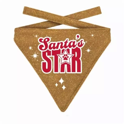 APPONDANT CADEAUX BANDANA BANDANA'S SANTA'S STAR GLITTLER GOLD
