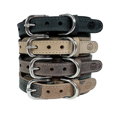 Chien de col sazzz boho anthracite en cuir vintage