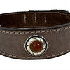 Collier Sazzz chien boho trésor pierre vintage en cuir brun