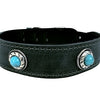 Collier Sazzz chien boho trésor pierre vintage en cuir anthracite