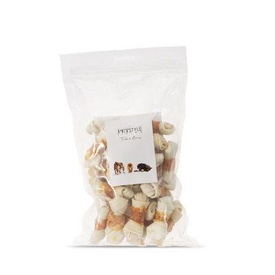 Petstyle vivant noué Bot blanc avec poulet