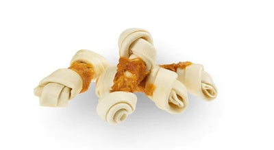 Petstyle vivant noué Bot blanc avec poulet