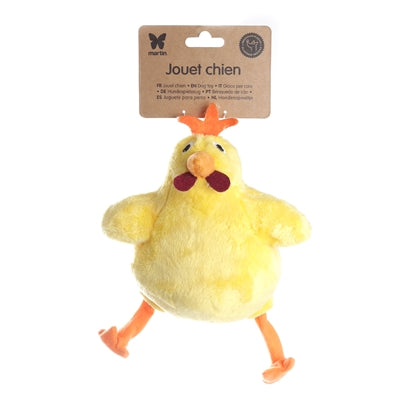 Martin Dog Toys poulet en peluche jaune recyclé