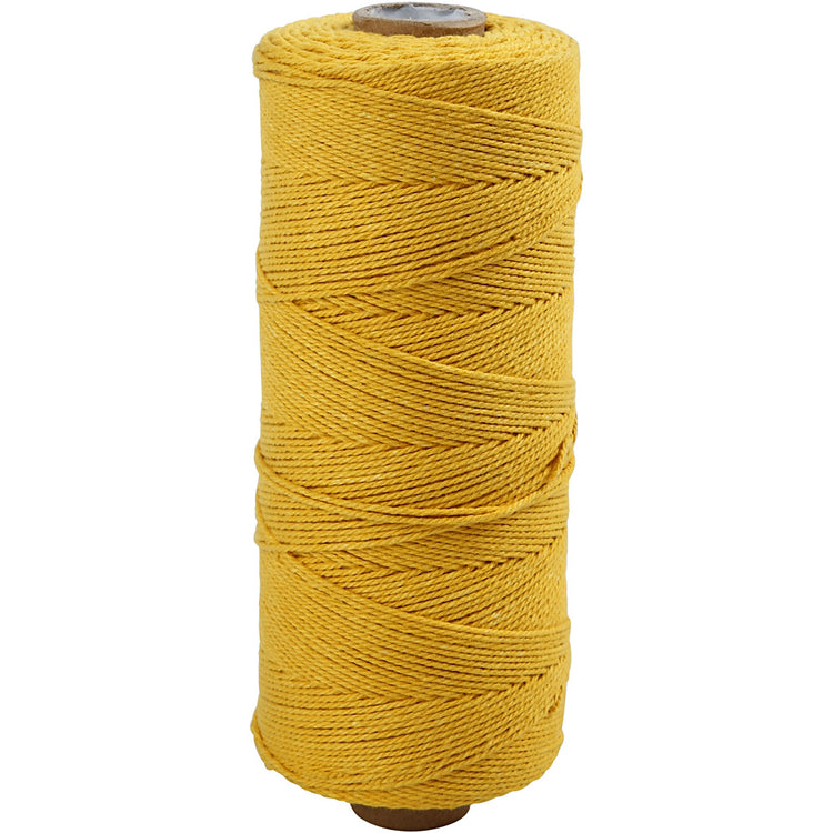 Cordon Macramé Company, L: 315 m, épaisseur 1 mm, qualité mince 12 12, jaune, 220 g 1 balle