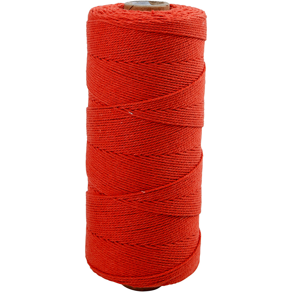 Cordon Macramé Company, L: 315 m, épaisseur 1 mm, qualité mince 12 12, rouge, 220 g 1 balle