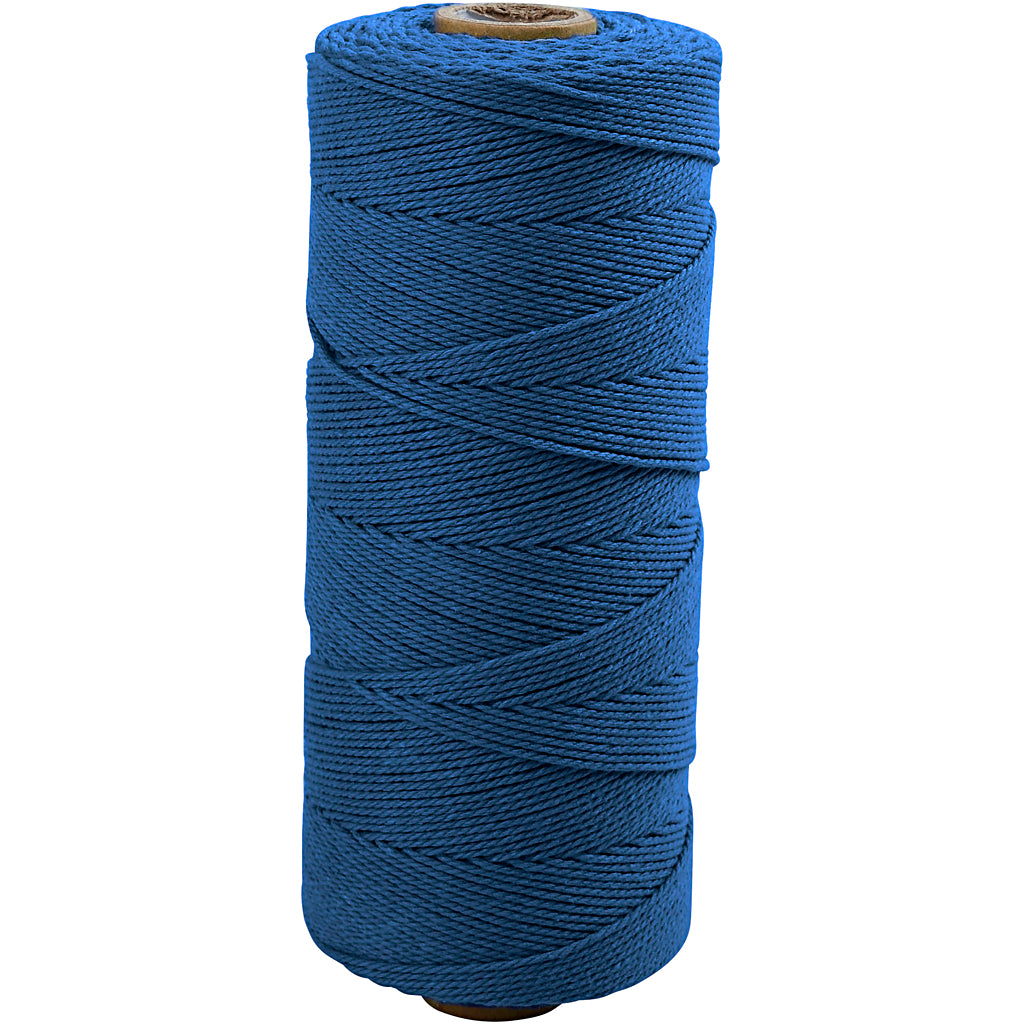 Crétiv Company Macramé Cord, L: 315 m, épaisseur 1 mm, qualité mince 12 12, bleu, 220 g 1 balle
