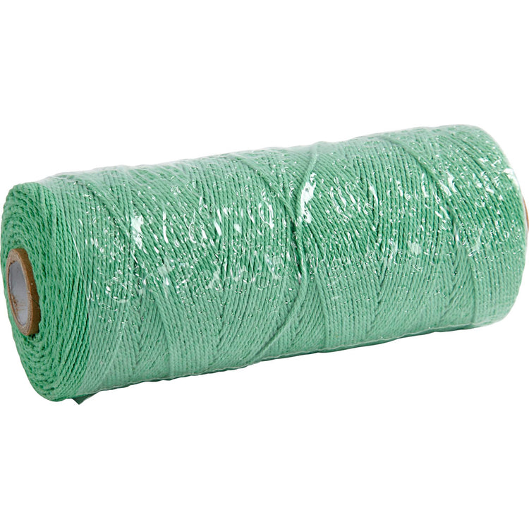 Crétiv Company Macramé Cord, L: 315 m, épaisseur 1 mm, qualité mince 12 12, vert clair, 220 g 1 balle