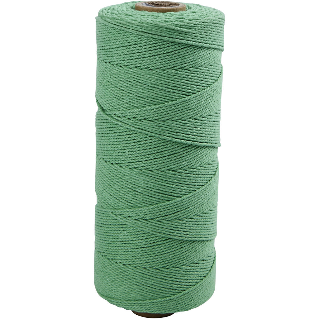 Crétiv Company Macramé Cord, L: 315 m, épaisseur 1 mm, qualité mince 12 12, vert clair, 220 g 1 balle