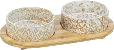 Trixie Ensemble d'alimentation du seau d'eau en céramique Bamboo White Nature