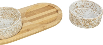 Trixie Ensemble d'alimentation du seau d'eau en céramique Bamboo White Nature
