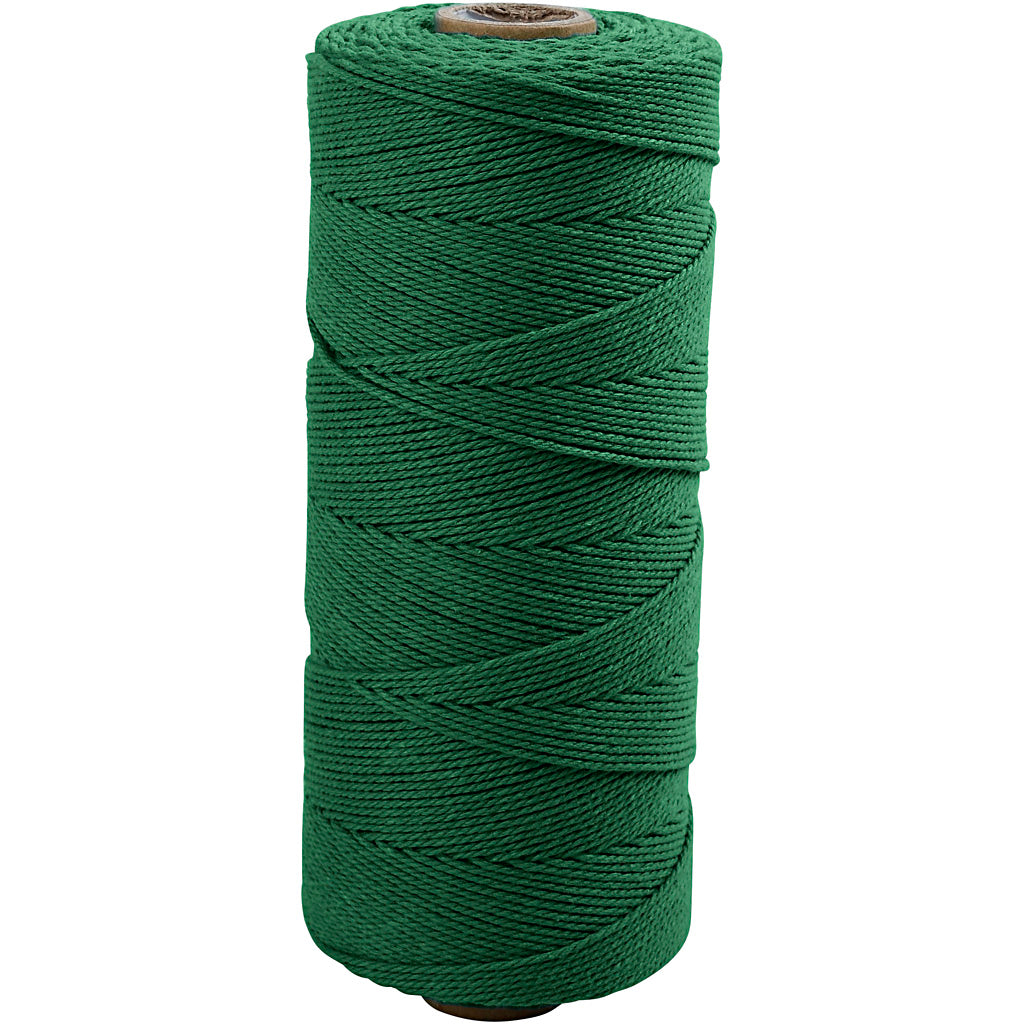 Crétiv Company Macramé Cord, L: 315 m, épaisseur 1 mm, qualité mince 12 12, vert, 220 g 1 balle