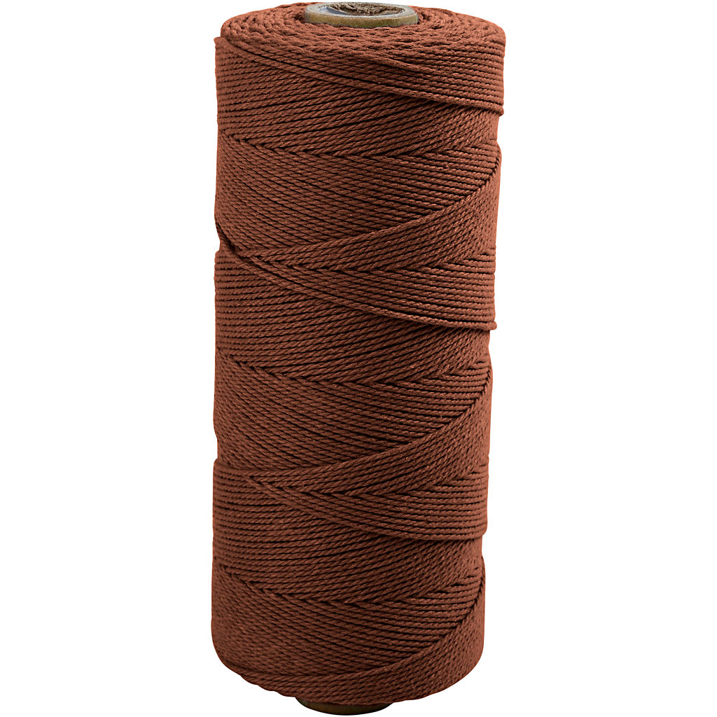 Cordon Macramé Company, L: 315 m, épaisseur 1 mm, qualité mince 12 12, marron, 220 g 1 balle