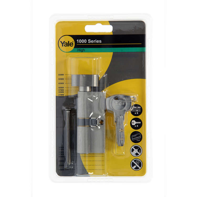 Yale 1060545 - cylindre à bouton 1000 mv 70mm (35 35) | 2 pièces