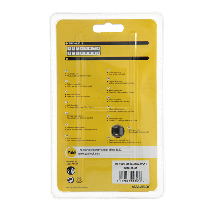 Yale 1060545 - cylindre à bouton 1000 mv 70mm (35 35) | 2 pièces