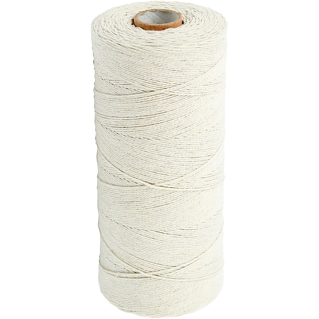 Creativ Company Cotton Thread, L: 700 m, qualité supplémentaire 12 6 6, env. 1 mm, léger naturel, 250 g 1 balle