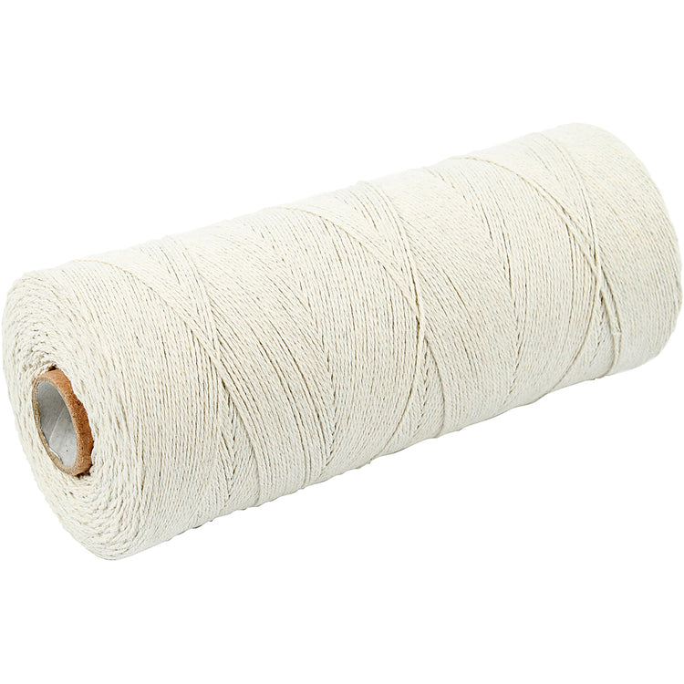 Creativ Company Cotton Thread, L: 700 m, qualité supplémentaire 12 6 6, env. 1 mm, léger naturel, 250 g 1 balle