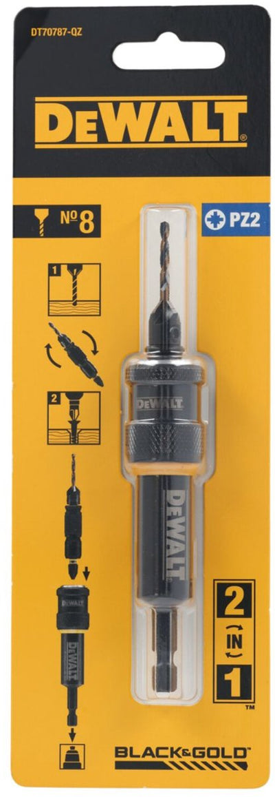 Dewalt dt70787 flip drive : pré-perceuse, fraise n°8 + embout à vis pz2 + support