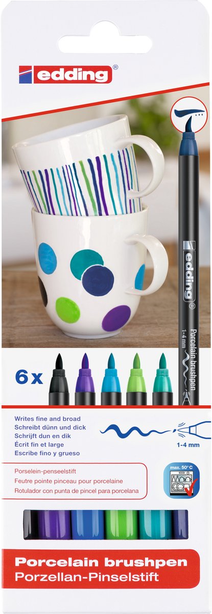 Institutions en porcelaine Cool Color Set de 6 PCS.