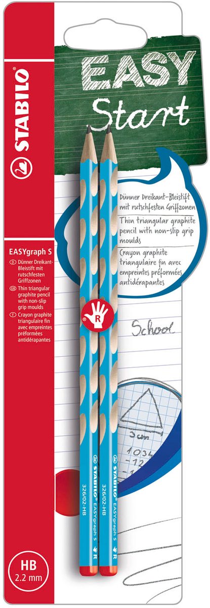 Crayons graphite Stabilo easygraph s hb pour droitier bleu clair - 2 pcs.