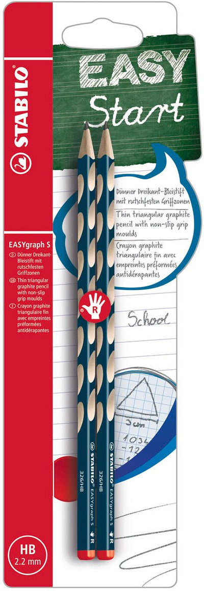Stabilo easygraph s - crayon graphite ergonomique - droitier - dureté hb - essence - 2 pièces