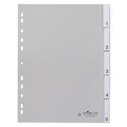 Onglets vierges durables a4 gris 5 onglets pp (polypropylène) rectangulaire 11 trous 6