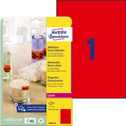 Étiquettes néon amovibles avery Zweckform rouge néon