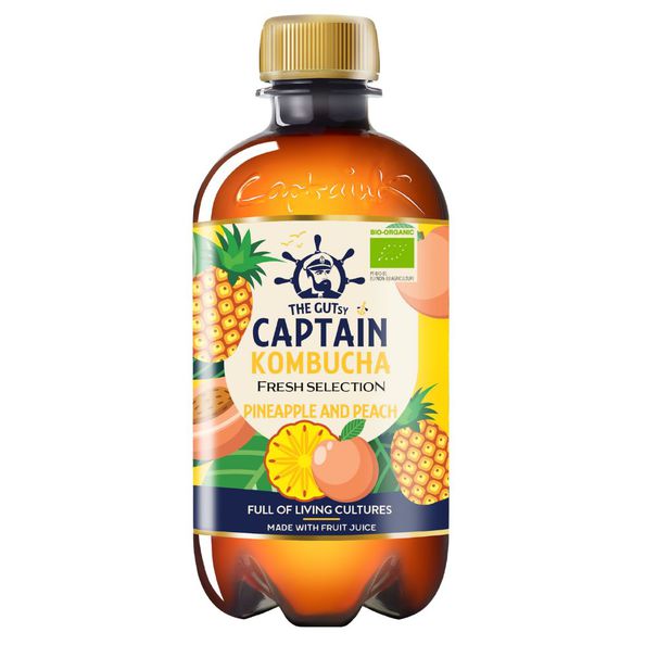 The Gutsy Captain Kombucha Frais Ananas Pêche Bio (12x 400ml) (boule)