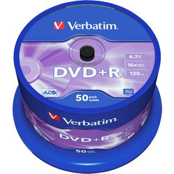 Broche DVD+R 4,7 Go verbatim 16x 50 pièces