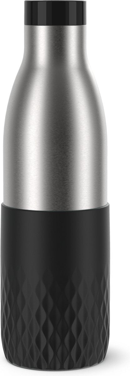 Tefal Bludrop Sleeve - bouteille thermos - 0,7 l - acier inoxydable noir - étanche - compact - adapté au café