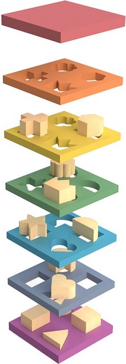 Empileur de formes en bois arc-en-ciel Tickit ®.