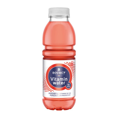 Sourcy vitaminwater fraise pêche avec vitamine b5, b6 et bouchon magnésium (6x 50 cl)