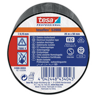 Ruban isolant Tesa noir 50 mm 25 m | 4 pièces