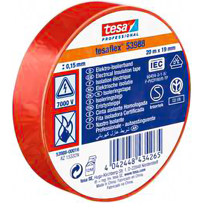 Tesa professional 1064505 - tesa 53988 ruban isolant électronique 20m 19mm rouge | 10 pièces