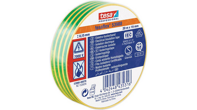 Tesa professional 1064507 - tesa 53988 ruban isolant électronique 20m 19mm jaune vert | 10 pièces