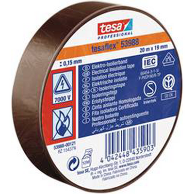 Tesa professional 1064608 - ruban PVC souple tesa 20m:19mm marron | 20 pièces