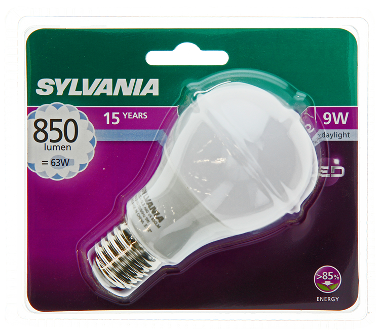 Sylvania 1059970 - syl led poire e27 9w= 63w 850lm6500k | 6 pièces
