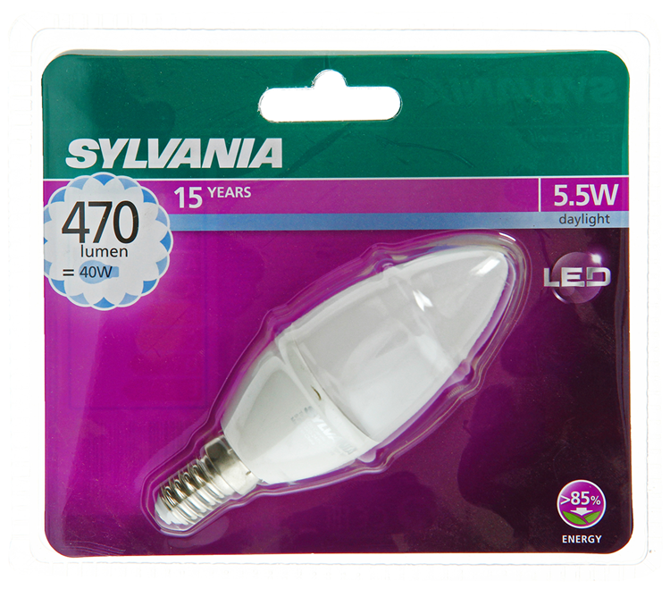 Sylvania 1059972 - bougie led syl e14 5,5w=40w 470lm 6500k | 6 pièces