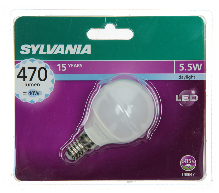 Sylvania 1059973 - boule led syl e14 5,5w= 40w 470 lm 6500k | 6 pièces