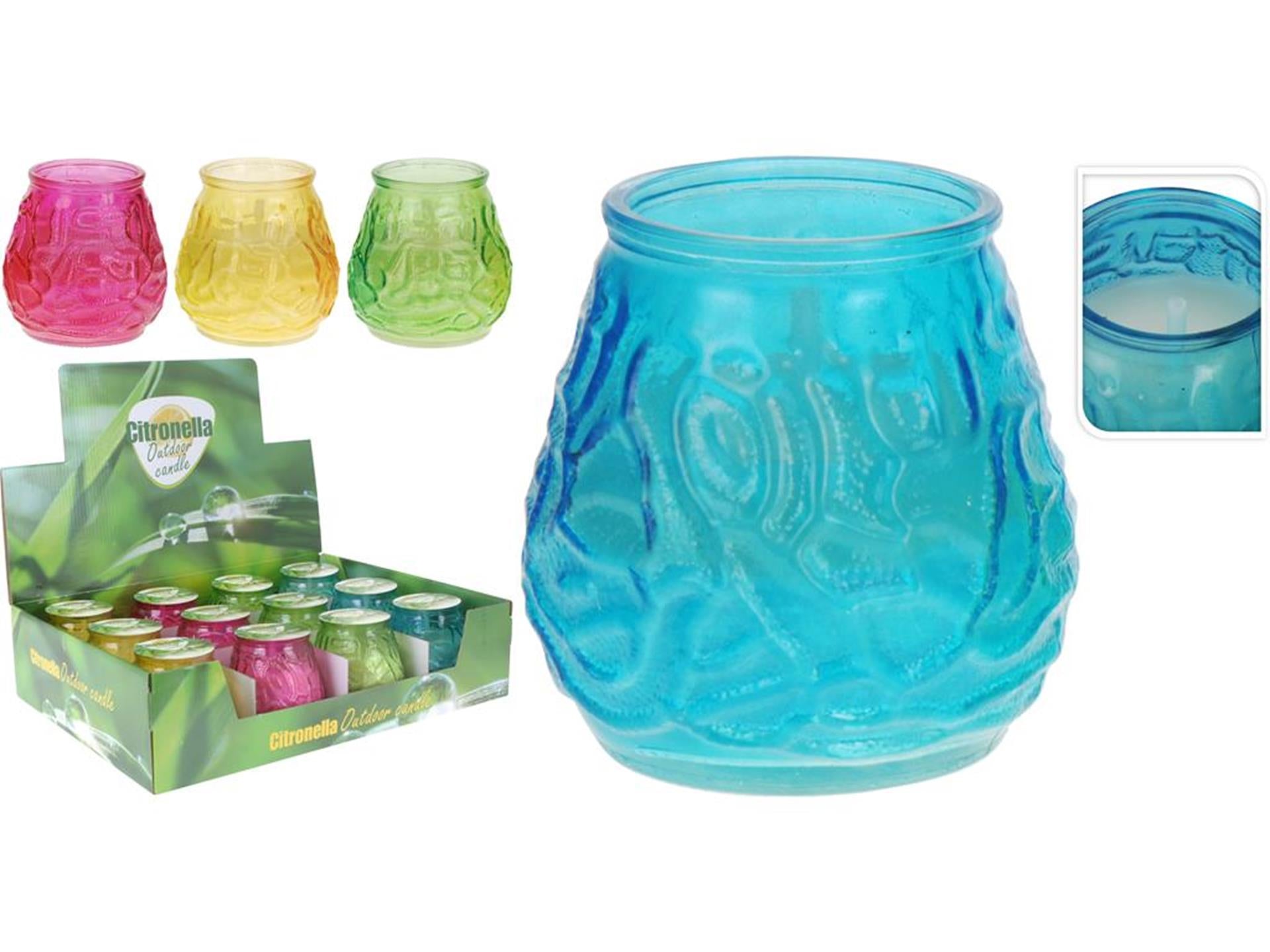 Bougie Pro Garden à la citronnelle en verre coloré 9x9,8