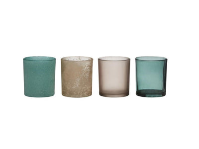 Hakbijl ensemble de photophores en verre 4 pièces ø8xh9cm
