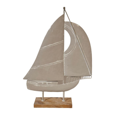 Manoir ambiance déco voilier métal bois 36x8x51.5cm
