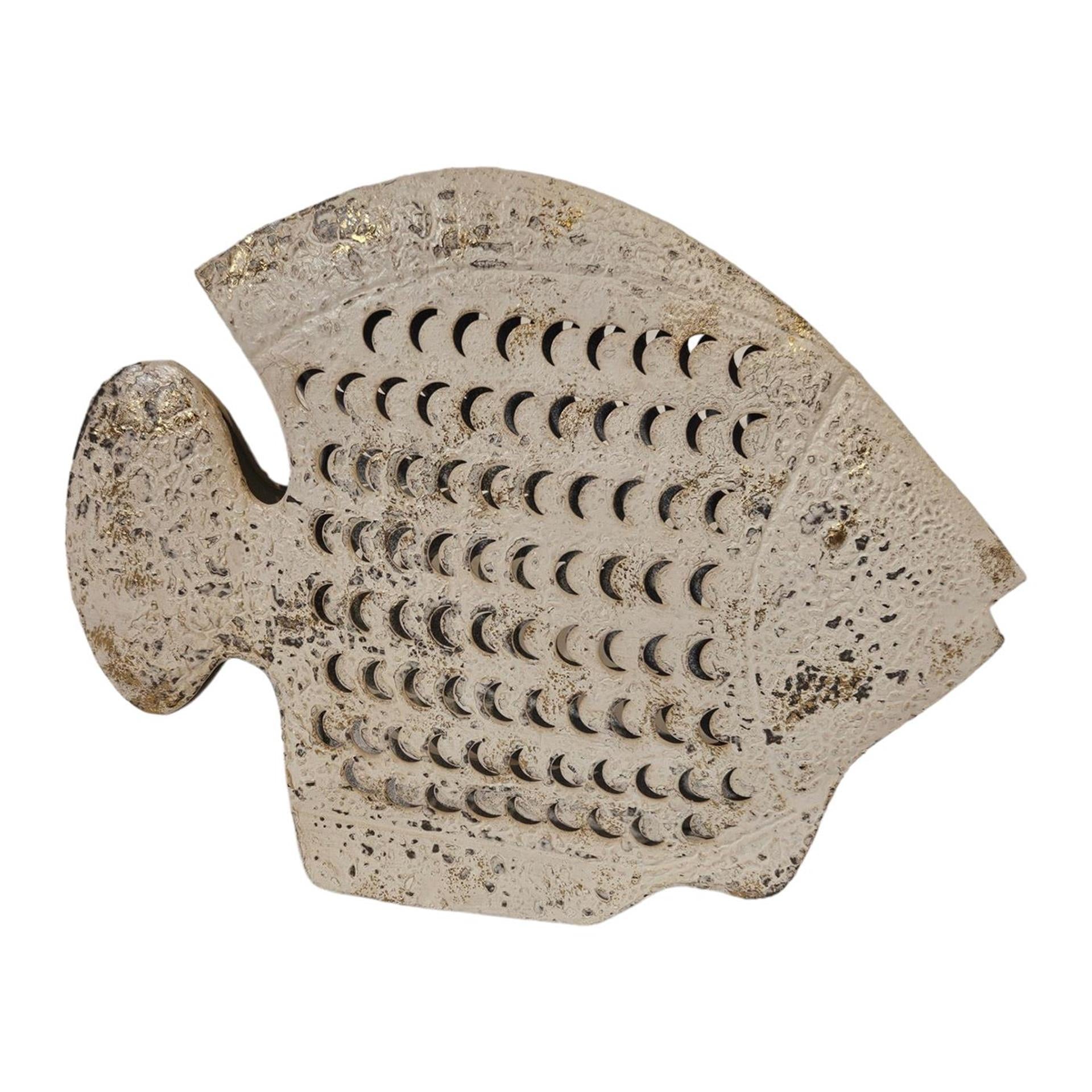 Décoration ambiance manoir poisson métal 40x7,5x30,5cm