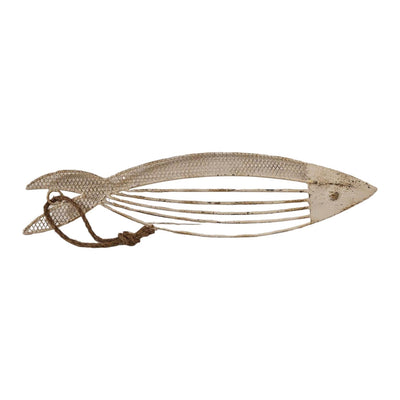 Décoration ambiance manoir poisson métal 12x3x52cm