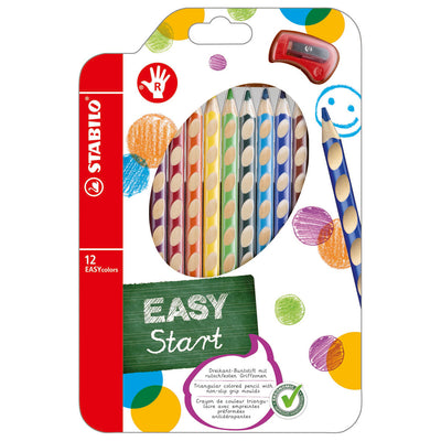 Crayons de couleur Stabilo Easycolors à droite - Horaire 12 PC. + taille-crayon