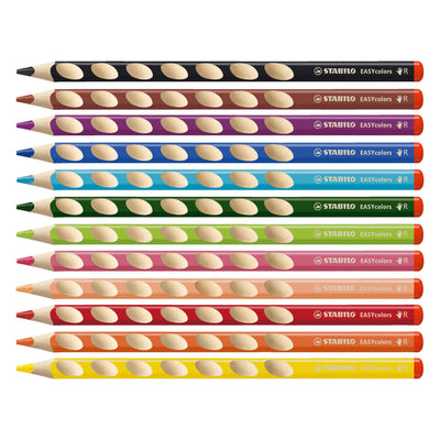 Crayons de couleur Stabilo Easycolors à droite - Horaire 12 PC. + taille-crayon