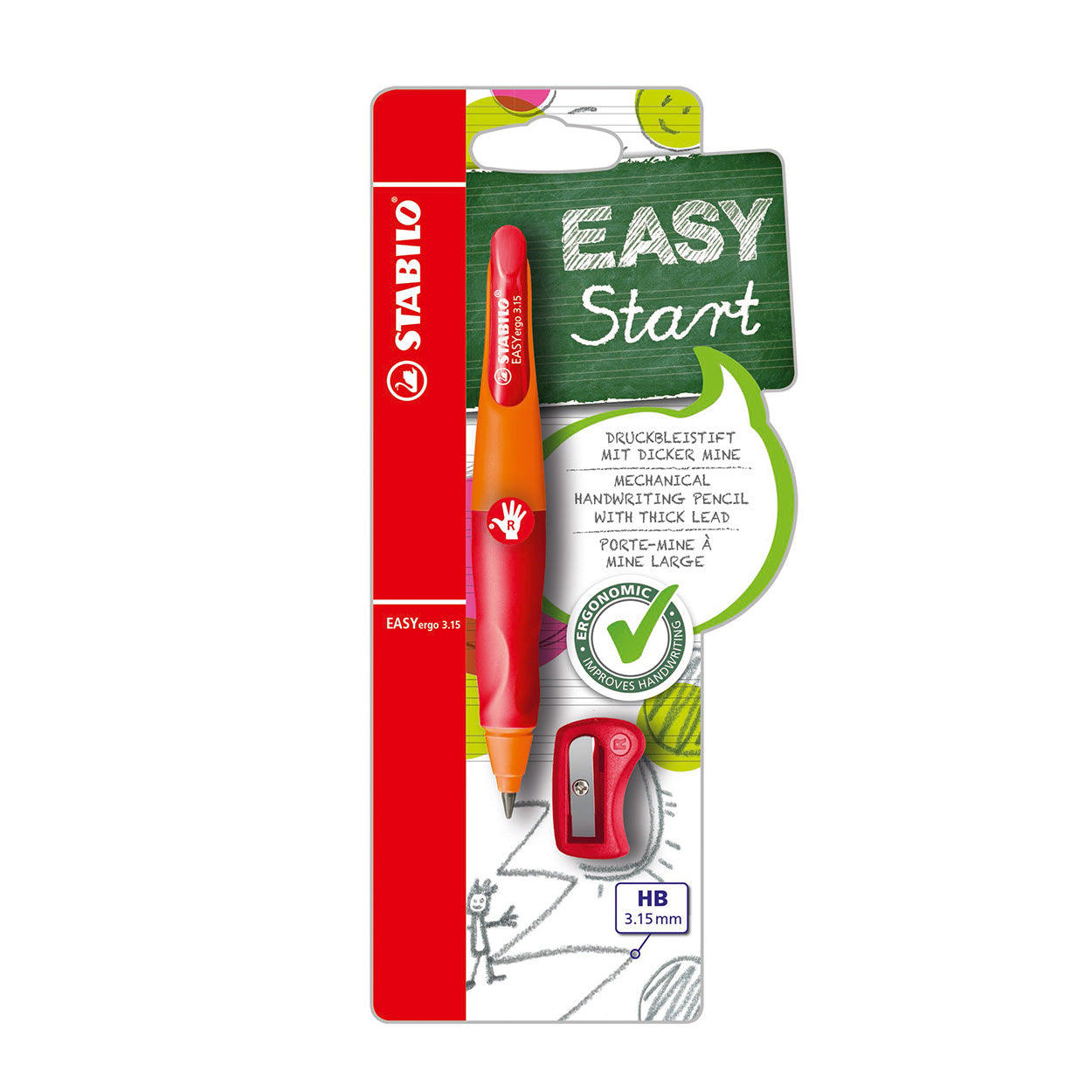 Stabilo Easyergo 3.15 à droite - RED - Rouge
