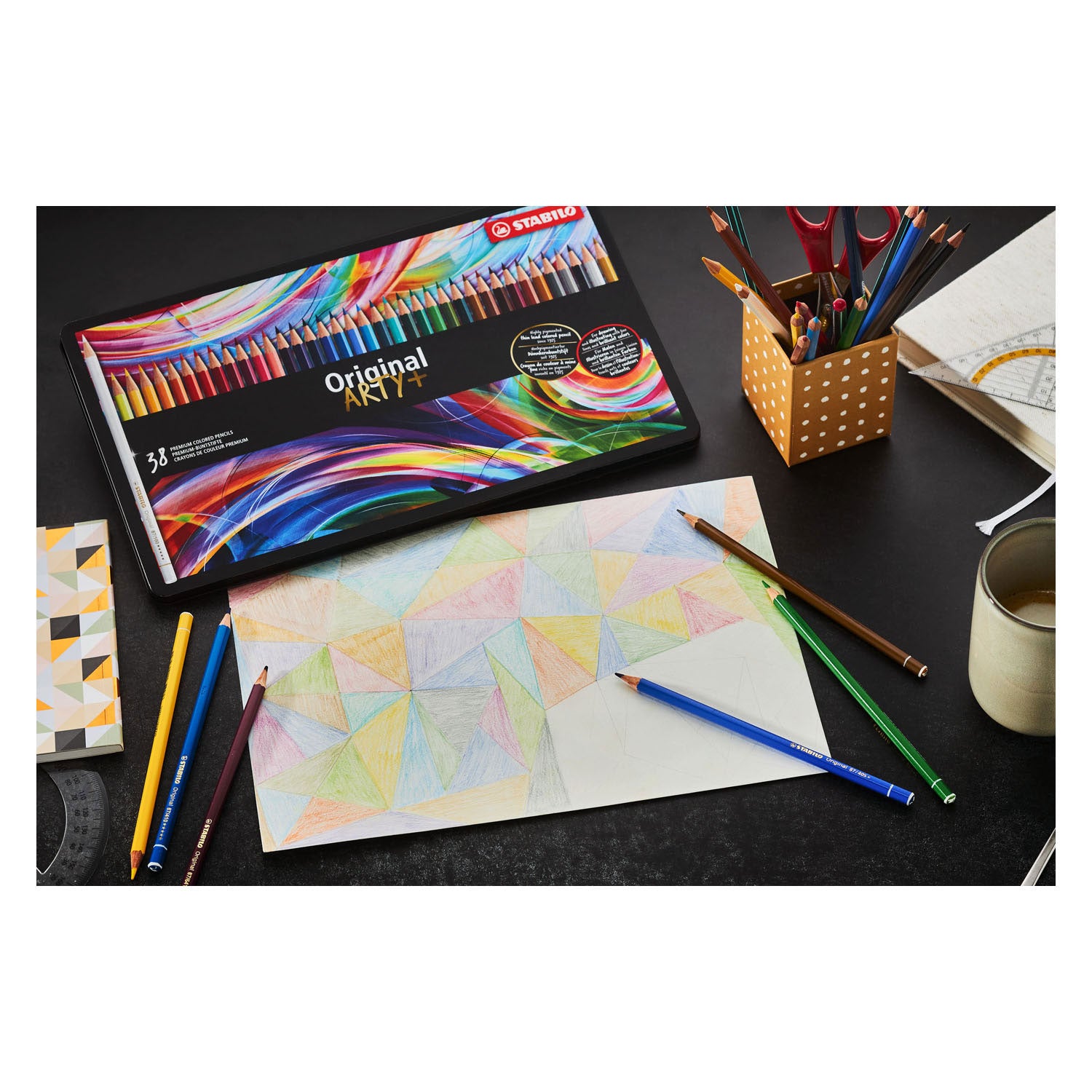 Boîte en métal des crayons de couleur originale Stabilo, 38e.