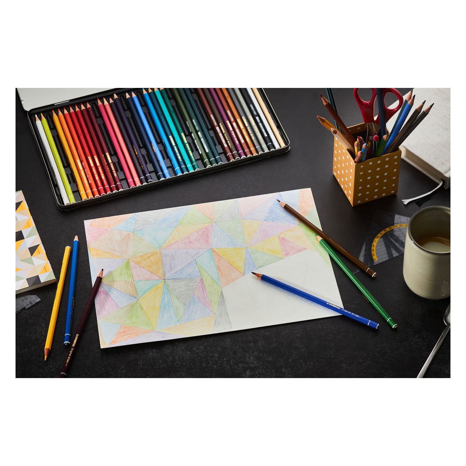 Boîte en métal des crayons de couleur originale Stabilo, 38e.
